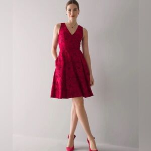 WHBM Lace Fit & Flare V Neck Dress